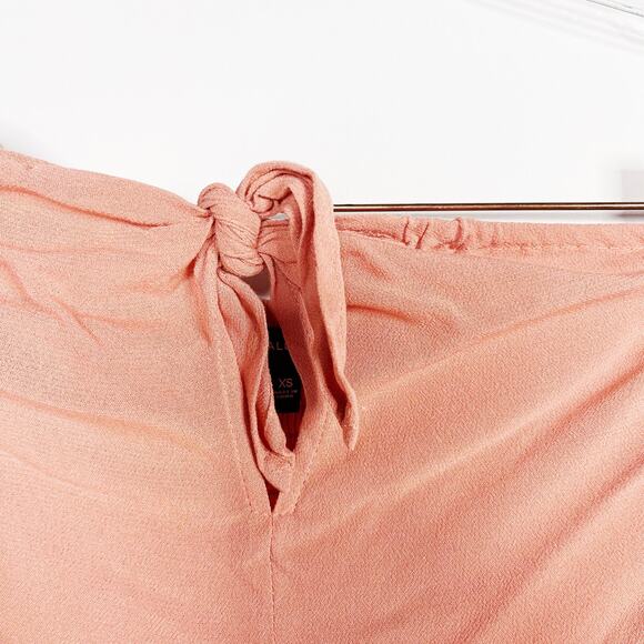 Kendall & Kylie XSmall Tie Front Romper Coral Orange Embroidered Lace Strapless - Picture 6 of 9